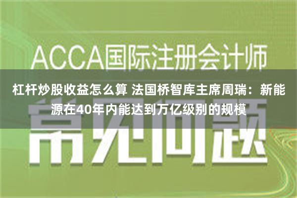 杠杆炒股收益怎么算 法国桥智库主席周瑞：新能源在40年内能达到万亿级别的规模