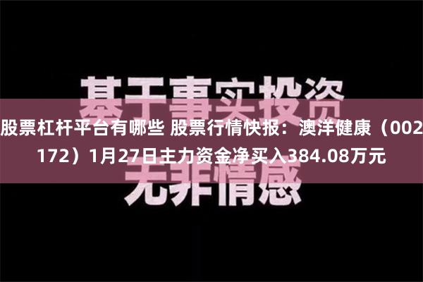 股票杠杆平台有哪些 股票行情快报：澳洋健康（002172）1月27日主力资金净买入384.08万元